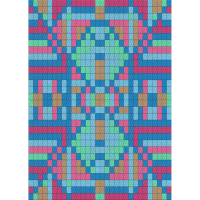 Tapis vert/rouge/bleu aqua patterned Shady