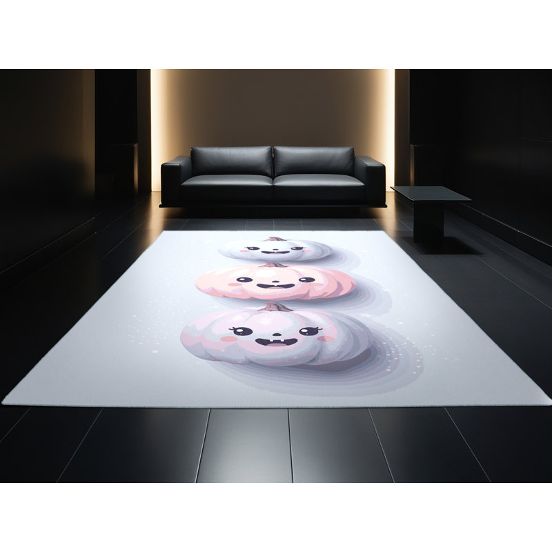 Tapis bleu moderne et contemporain lavable à la machine à motif abstrait Soho Halloween - bleu ciel, 2 x 3