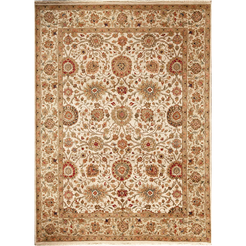 Tapis brun et ivoire de haute qualité noué à la main