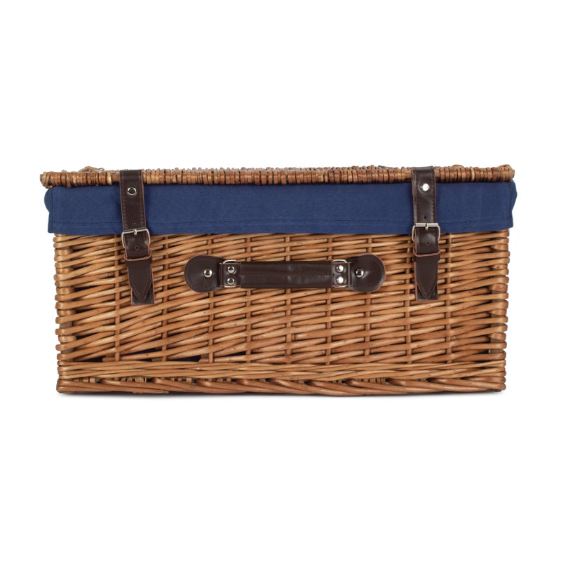20" Hamper Basket With Lining, Double Steamed/Navy Blue