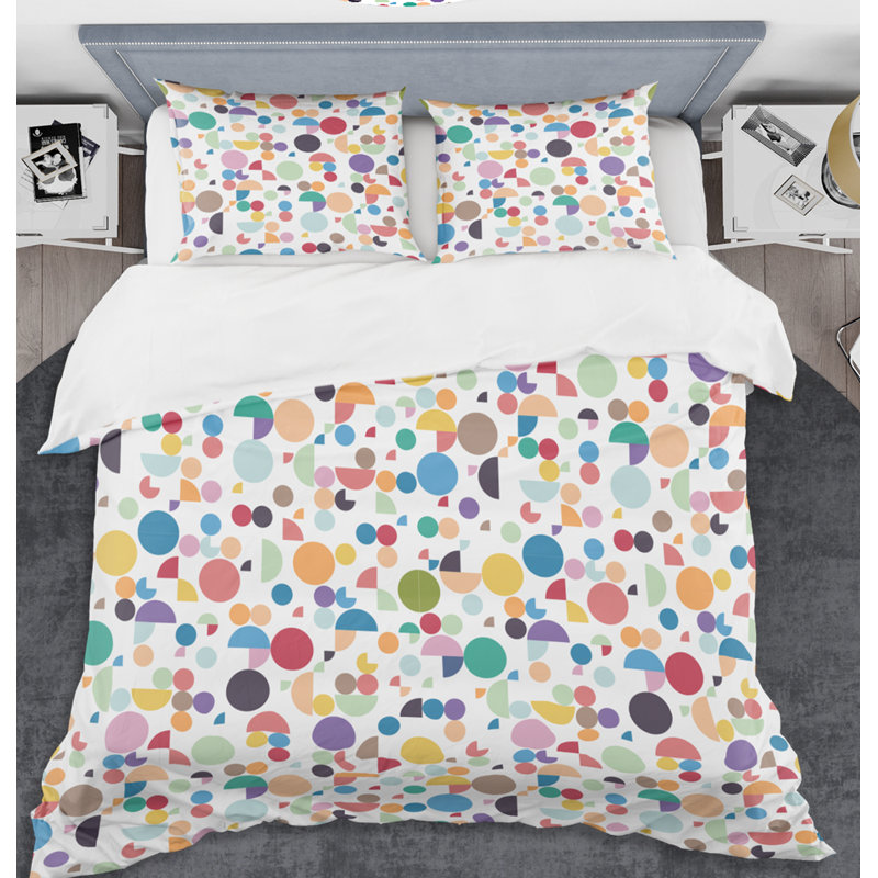 Ensemble de housse de couette abstrait Mid-Century, Housse simple et 1 taie décorative