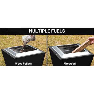 25" Outdoor Fireplace, Portable Smokeless Stainless Steel Fire Pit With Ash Pan, Black For Backyard Camping 25 Inch Fireplace Smokeless, Patio