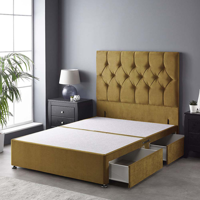 Boutique Divan Bed Base, Super King (6'), Ochre, 2 Drawers