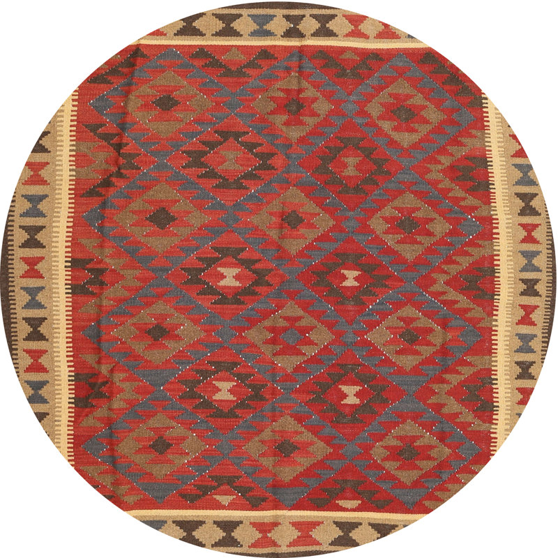 Tapis brun/rouge contemporain Allante, Rond 7 pi