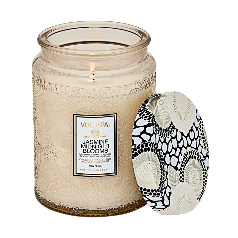 Jasmine Jar Candle with Glass Holder
