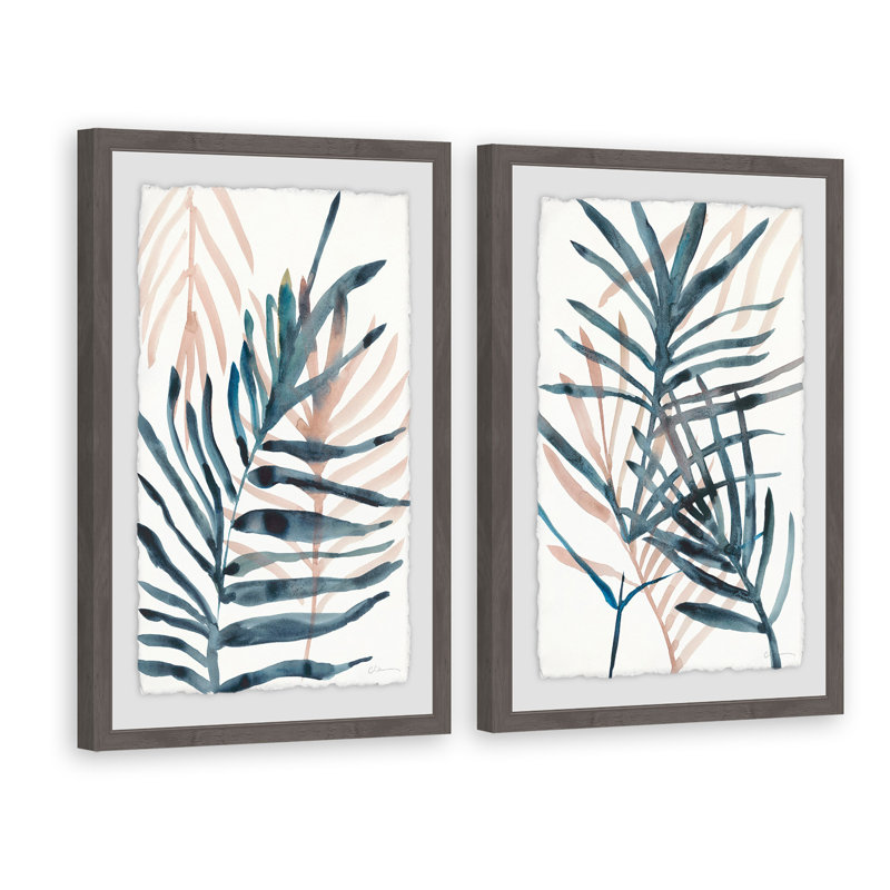 « dark palms ii », ensemble de 2 reproductions de peintures à l’aquarelle encadrées, H 36 po x l 24 po x L 1,5 po