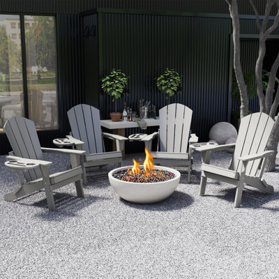  Cheryce HDPE Folding Adirondack Chair With Cup Holder
