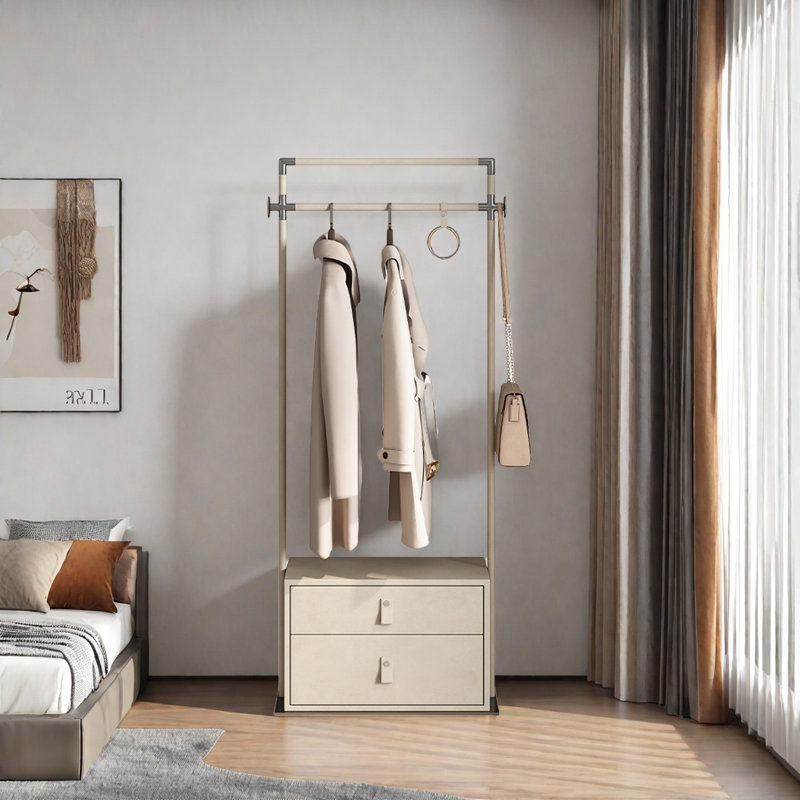 Stainless Steel Double-Layer Coat Rack, Beige