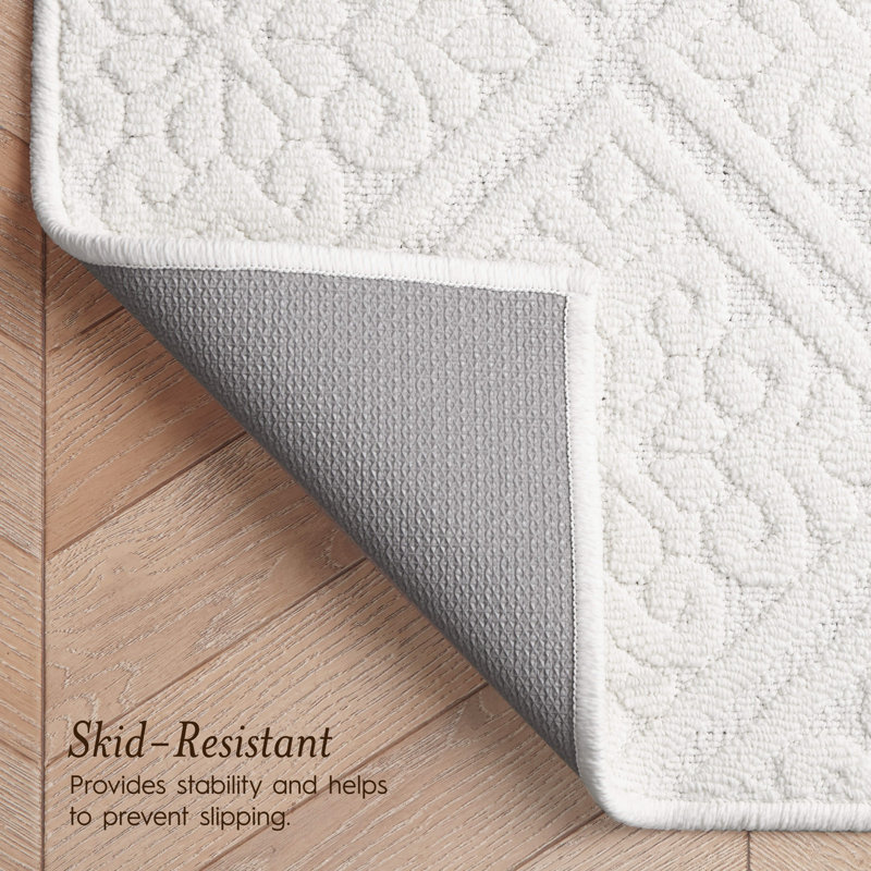 Austell Machine Woven Synthetic Area Rug in White, Runner 2'2" x 5'