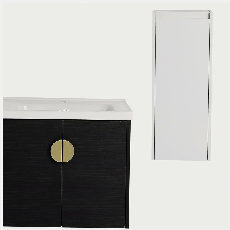 Meuble-lavabo mural 24 po avec lavabo en céramique et porte d'armoire latérale