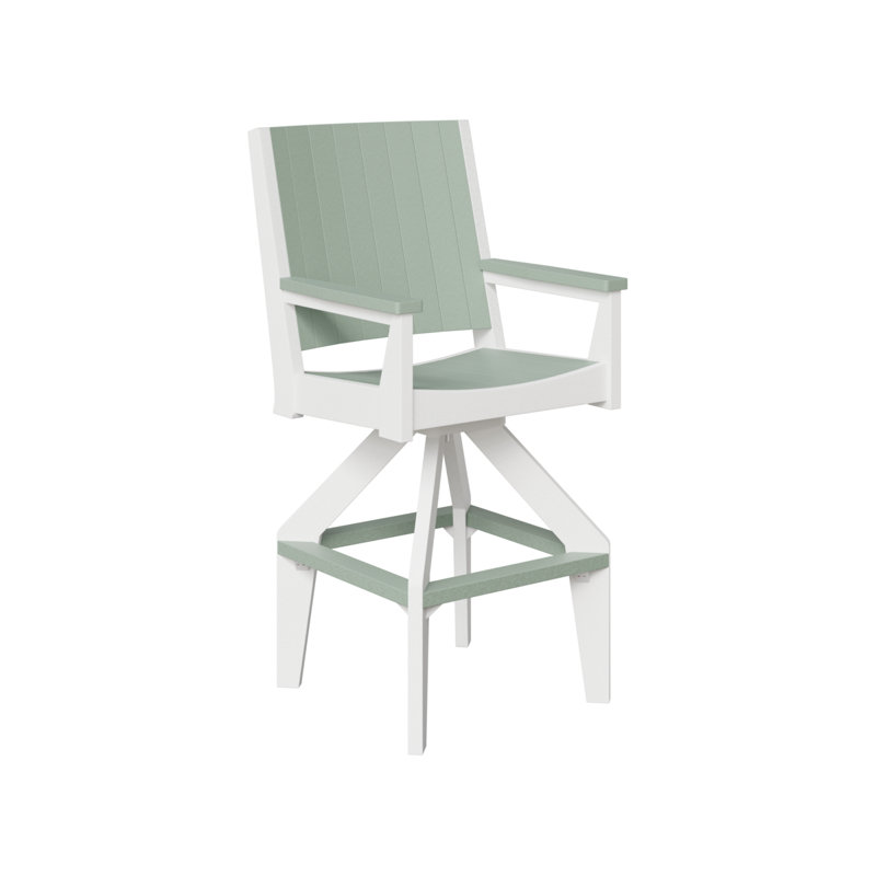Mayhew Outdoor Bar Stool, White/Seafoam