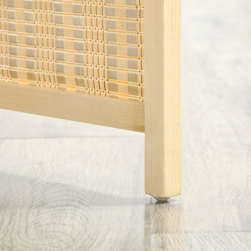 Cloison d'intimité autoportante, paravent pliable 6 pi 4 po avec rangement pour chambre à coucher et bureau, rustique et naturel