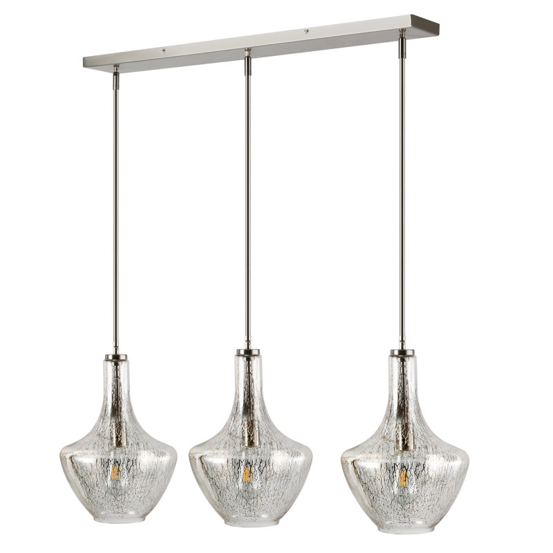 Cammie 3 - Light Kitchen Island Pendant, Smokey, Satin Nickel