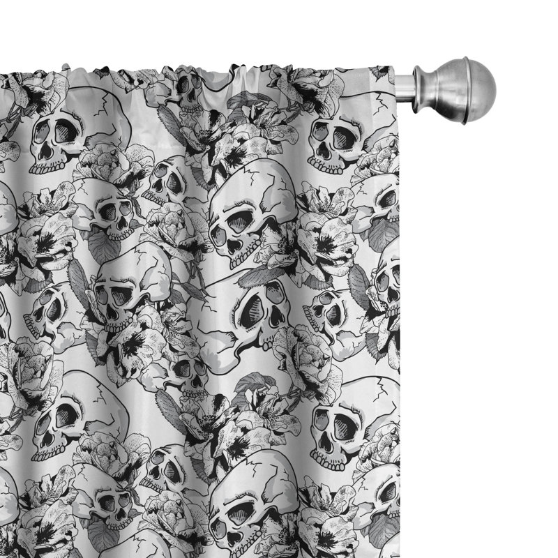 Day of the Dead Semi-Sheer Rod Pocket Curtain Panels, 28" x 63"