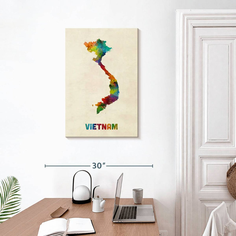 Carte d'aquarelle Aliaz Vietnam II, H 30 po x l 20 po