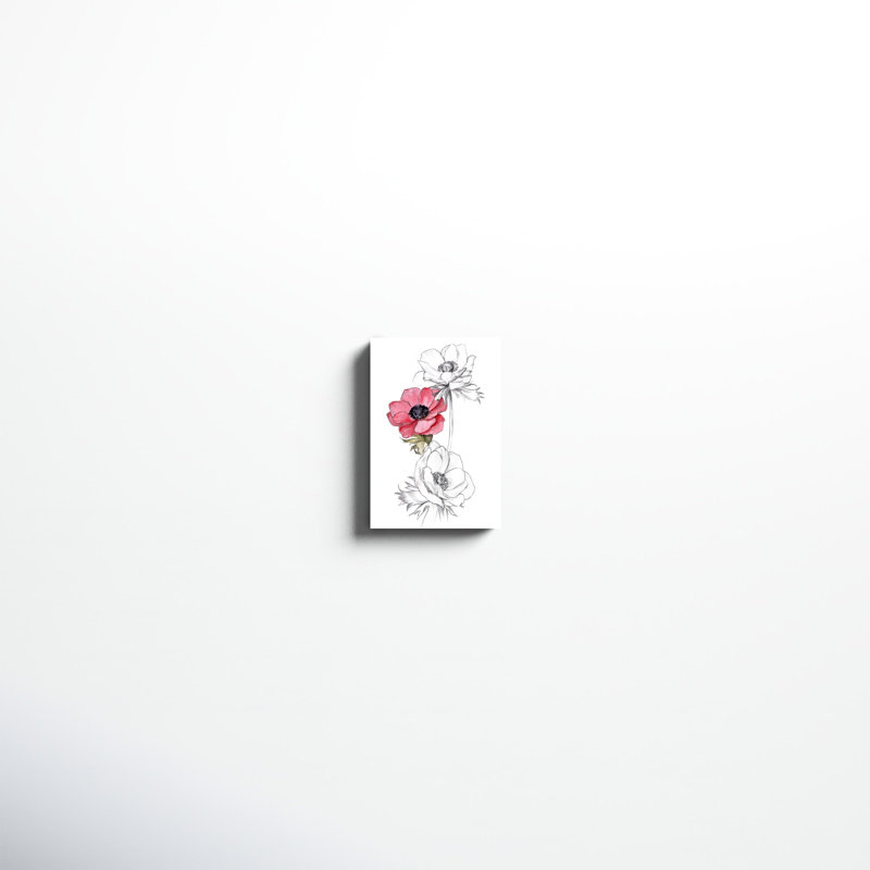 «Anemone by Number II», peinture sur toile, H 12 po x l 8 po