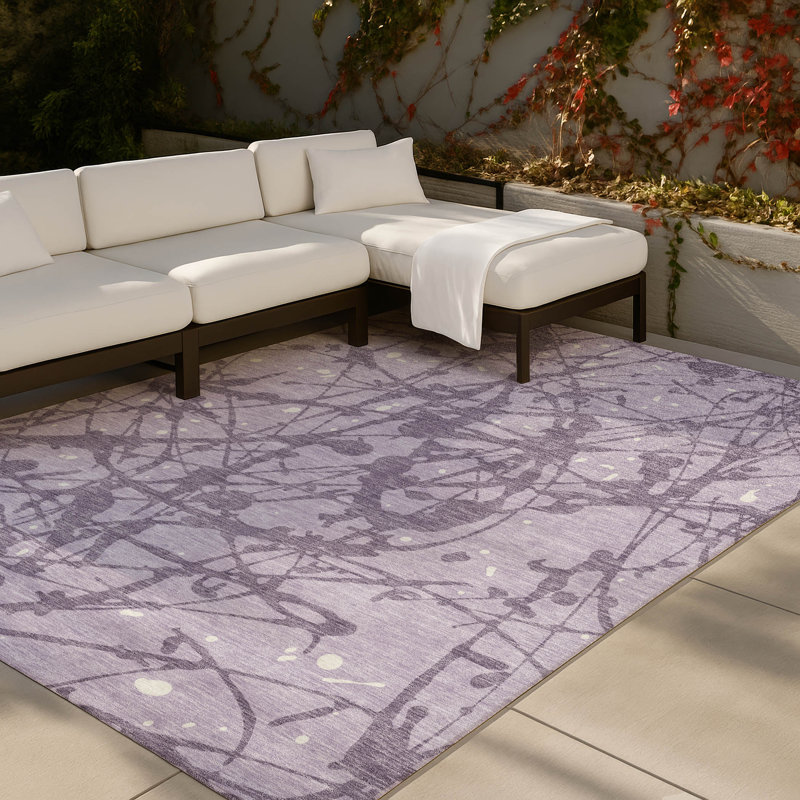 Machine Washable Indoor/Outdoor Chantille ACN2597 Abstract Rug, 2'6" x 3'10", Lavender