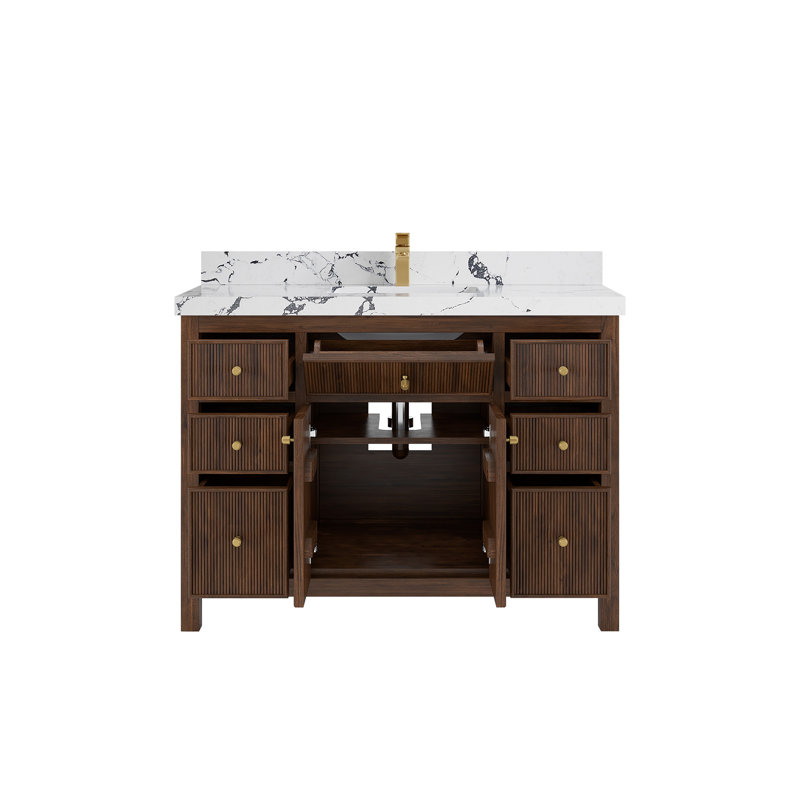 Teck de 48 po Sonoma X P 22 po De meuble-lavabo simple en noyer foncé, Viola nuit