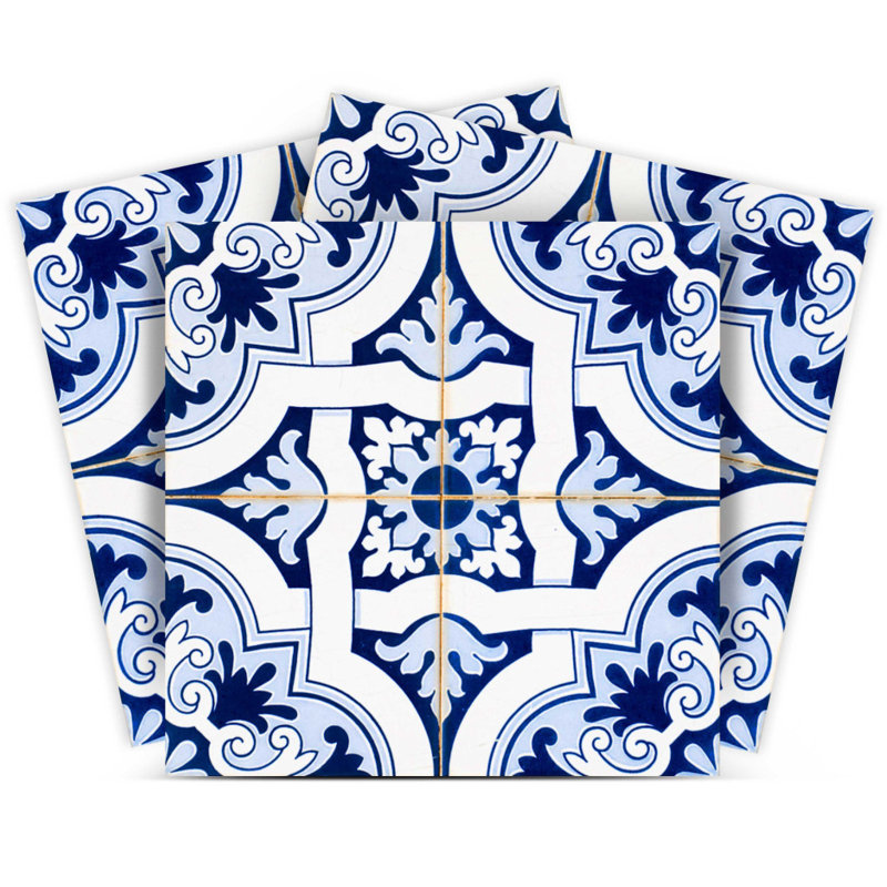 Carreaux amovibles en vinyle bleu et blanc 8 po x 8 po