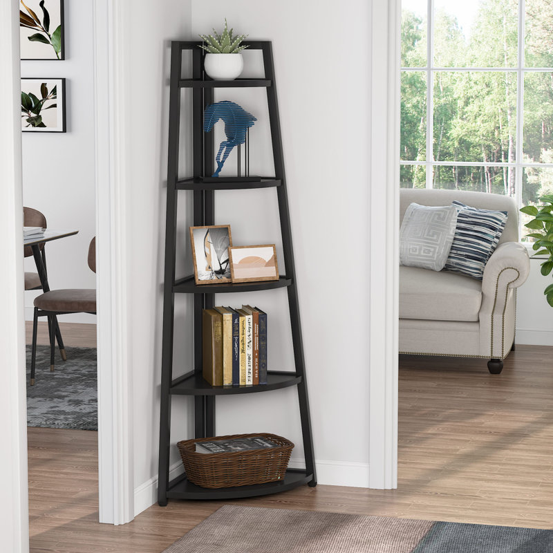 70.07'' H x 15'' W Metal Corner Bookcase, Black