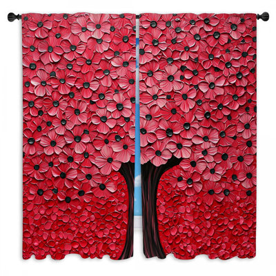 Flowers Window Curtains  Floral Bohemian Boho Drapes - 2 Panels