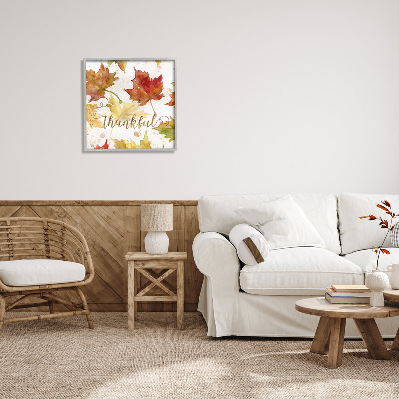 «Thankful Fall Leaves» par Carol Robinson, H 24 po x l 24 po x P 1,5 po, Estampe numérique Farmhouse