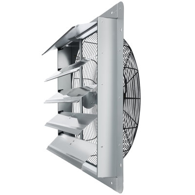 24'' Shutter Exhaust Fan, High-speed 3320 CFM, Aluminum Wall Mount Attic Fan with AC-motor, Ventilation and Cooling for Greenhouses, Garages, Sheds, Shops, FCC