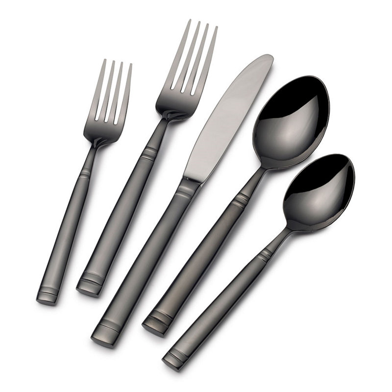 Ensemble de couverts 20 pièces forgé, service pour 4 Stephanie Noir