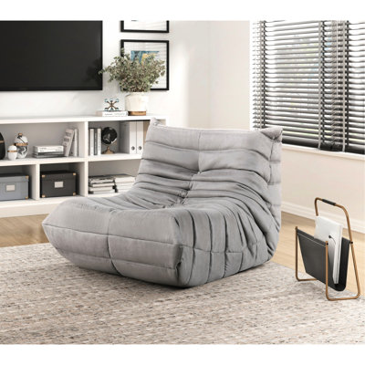 Chaise d'appoint contemporaine en microfibre grise, bouton, assise en microfibre confortable pour le salon, rembourrée de mousse haute, élégante