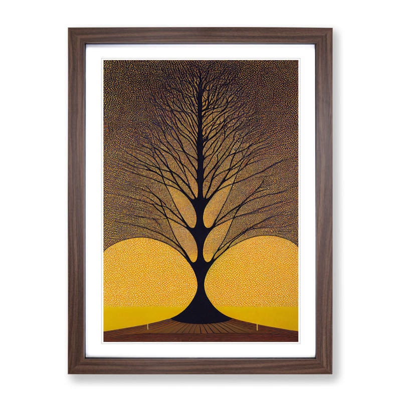 Antique Tree Art No.1 - Single Picture Frame Print, 64cm H x 46cm W x 2cm D, Walnut Framed