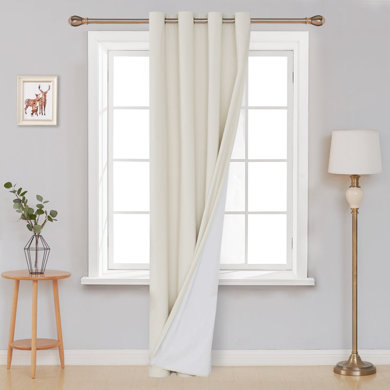 Tyres Blackout Curtain Single Panel, 52" W x 72" L, Light Beige