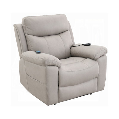 Fauteuil inclinable électrique de 41,4 po avec fonction de levage, chauffage et massage, en microfibre polie gris pâle
