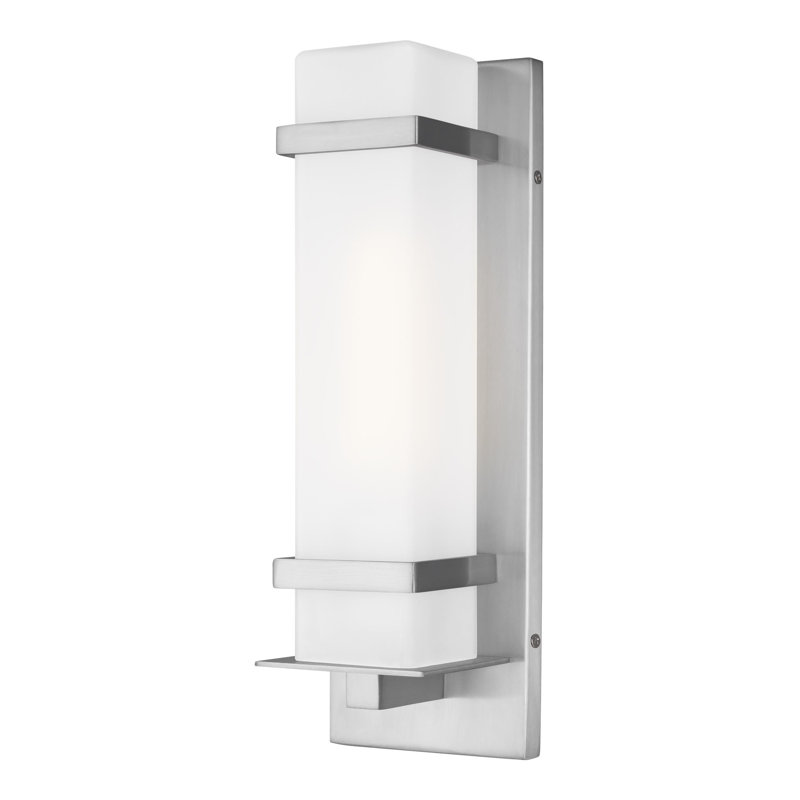 Petite lanterne murale Alban , Aluminium satiné, Non, H 14 po x l 4,5 po x P 4,125 po