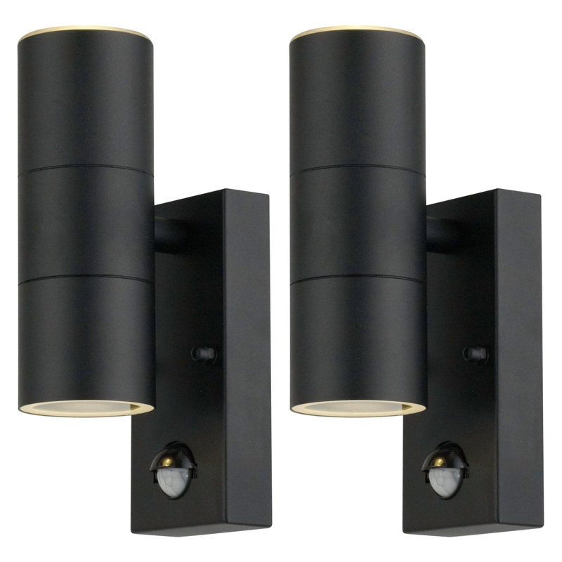 Michale Outdoor Armed Sconce, 2 Lights, Black