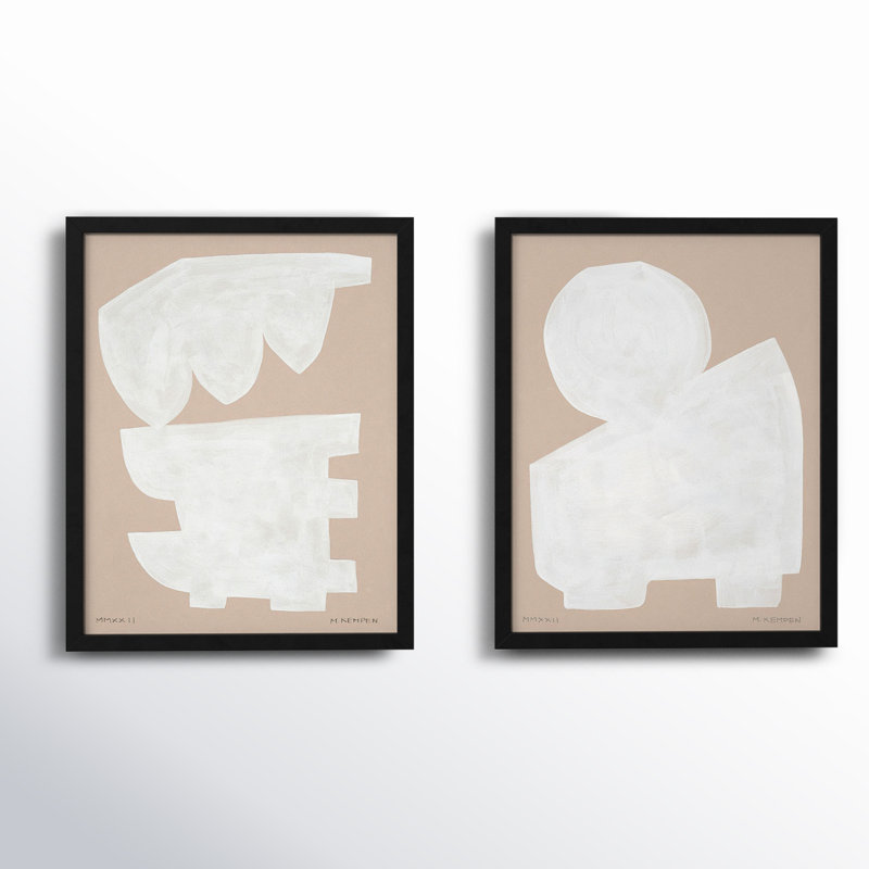 Modules In White, Set Of 2 by Michael Kempen, Black Framed, 16" W x 20" H