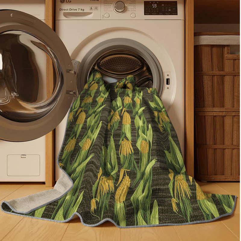  Tapis lavable à tiges de maïs, Rond 4 pi