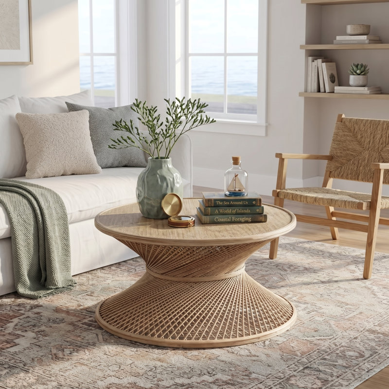 Curtice Frame Round Rattan Coffee Table