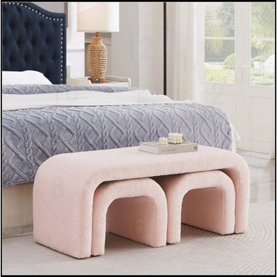 Ensemble de 3 tabourets de banc et de repose-pieds modernes en forme de U pour le hall d'entrée, la chambre à coucher et le salon, 44 + 18 pouces - Polyvalent et confortable