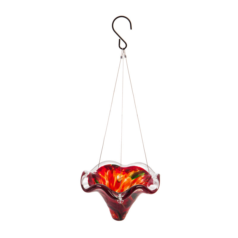 Mangeoire papillon rouge en verre