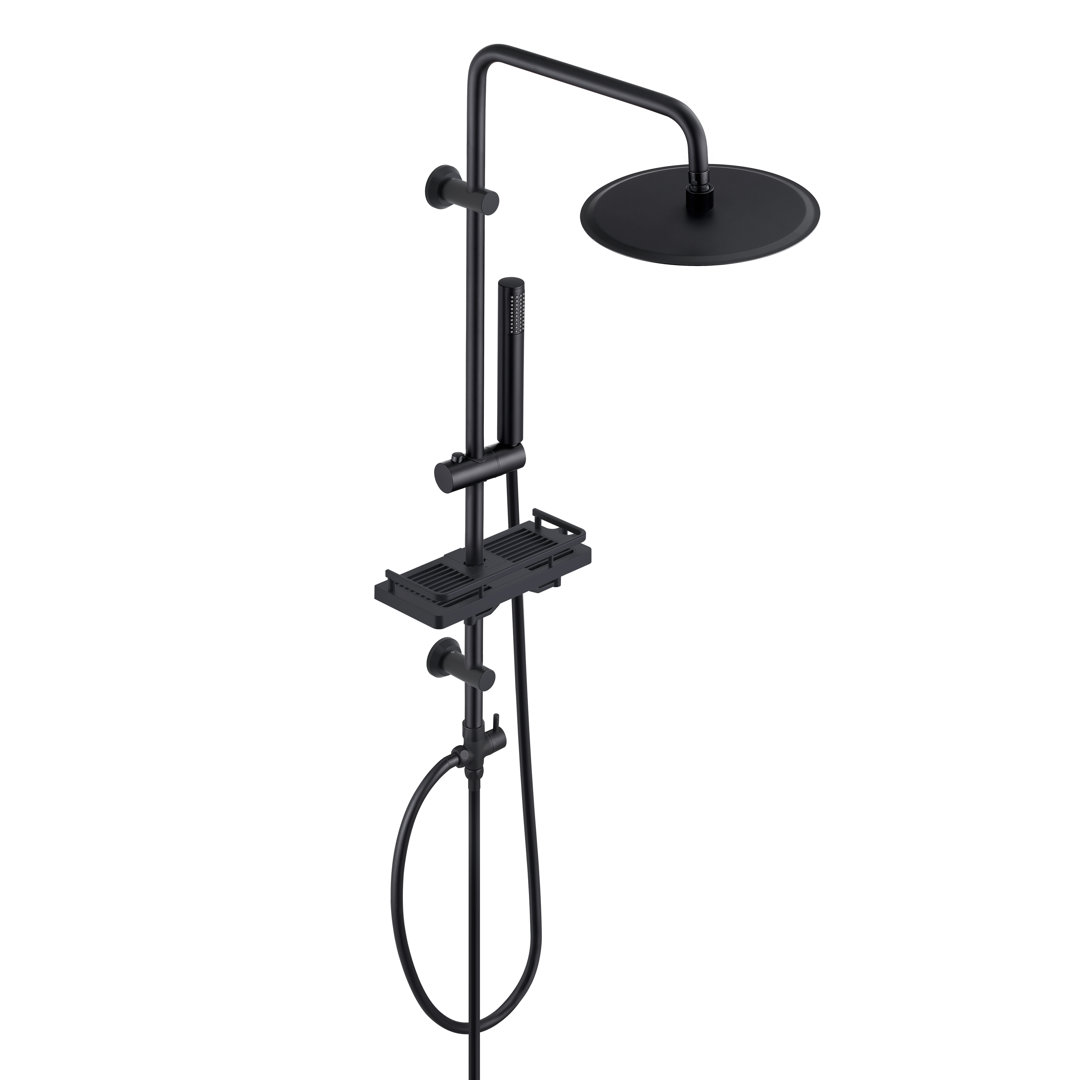 Belfry Bathroom Regendusche Duschsystem Mit Ablage Schwarz D20Cm