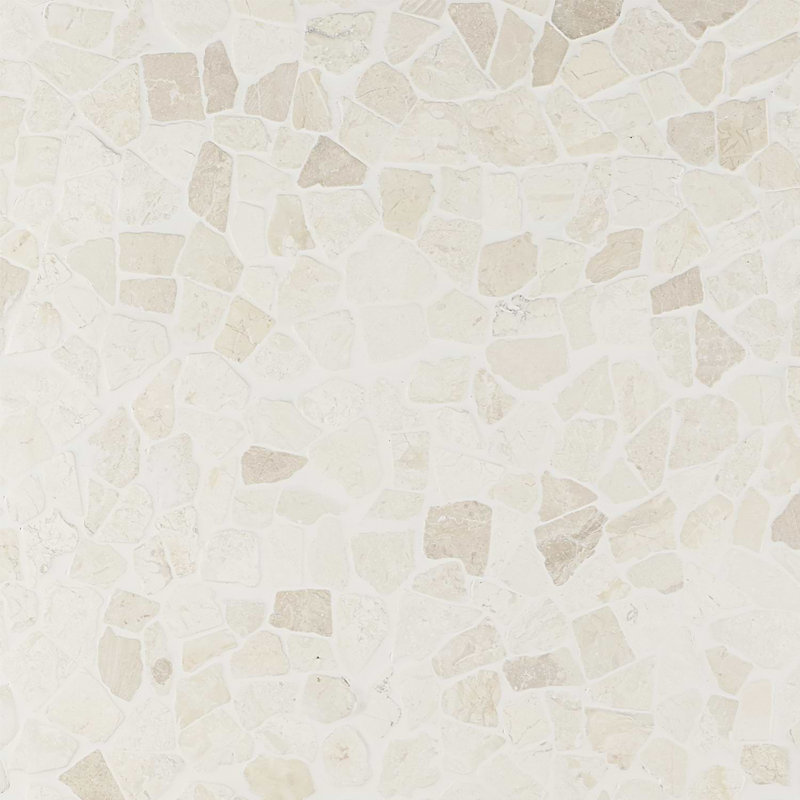 Nature 12x12 Tumbled Pebble Tumbled Mosaic Tile, Lovina White