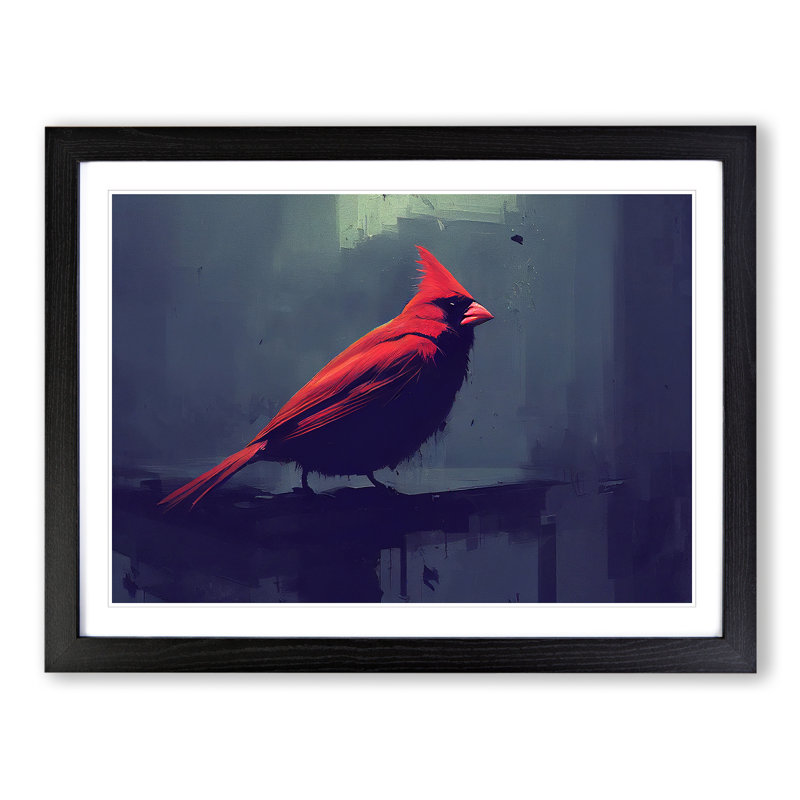 Cardinal Bird Vol.5 - Single Picture Frame Print, 46cm H x 64cm W x 2cm D, Black Framed