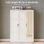 Armoire 3 portes avec miroir pleine longueur, armoire de rangement autoportante avec tablettes réglables et tringle-1108885620