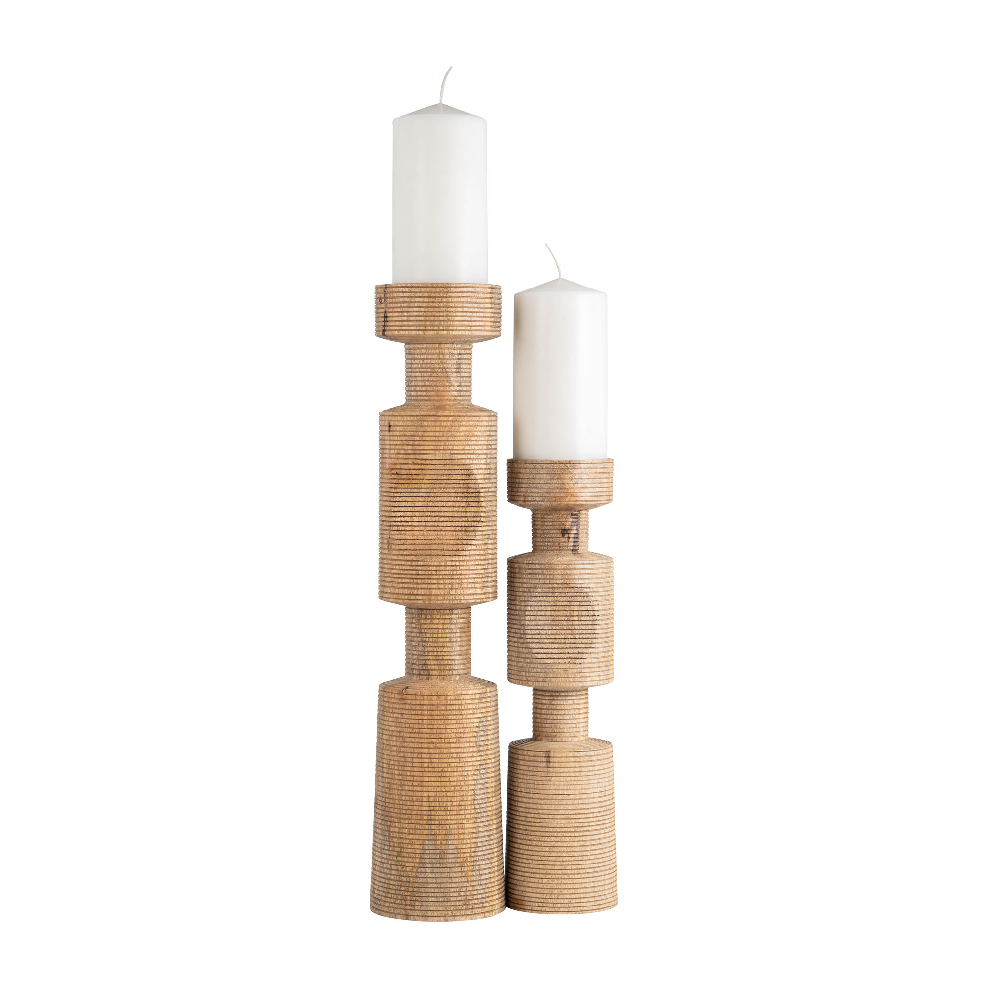 Sagebrook Home Talullah Artisan Mango Wood & Iron Candle Holder - Elegant Decor, 20" H x 4" W x 4" D