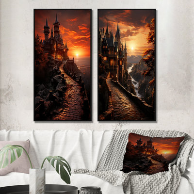 «Castles Sunset Silhouette», 2 pièces sur toile