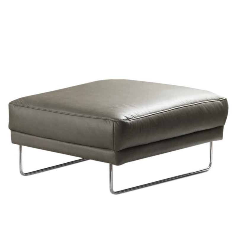 Edeltrud 96cm Wide Square Solid Colour Footstool Ottoman, Grey