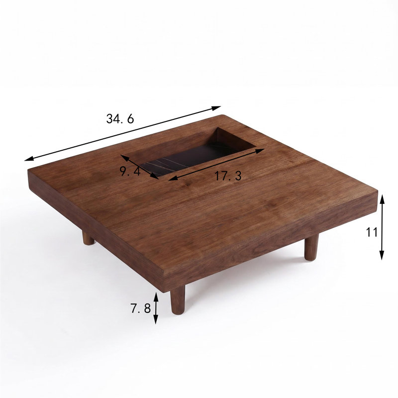 Table basse carrée en bois de 34,5 po Haven