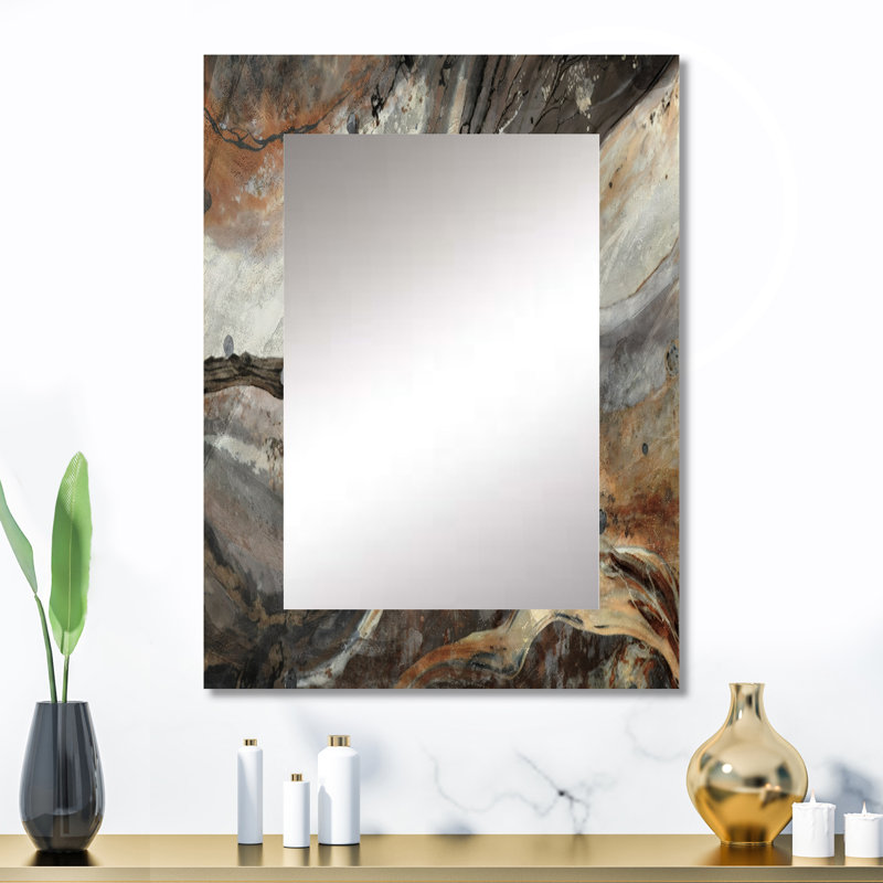 Morning Effervescence II - Abstract Large Wall Mirror, Gray Decorative Mirror, Printed Metal Art, 32" x 24"