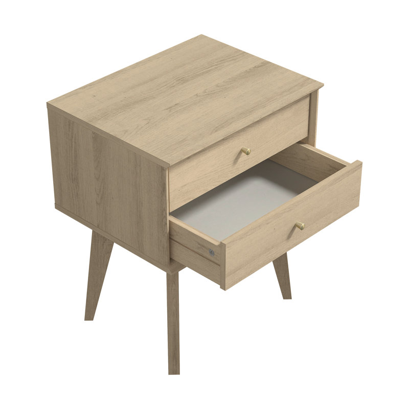Branquinha Midcentury Coordinated 2 Piece Bedroom Set, 2 Pcs: Bed, Nightstand, Oslo Oak, King
