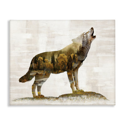 Forest Pattern Wolf Canvas Wall Art by Amber Sterling